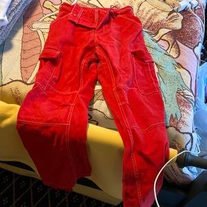 red cargo pants